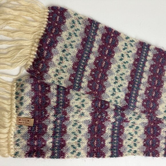 Vintage Knitted  Set of 3 Scarf Hat Beret Gloves NORDIC STYLE  Winter - Picture 4 of 14